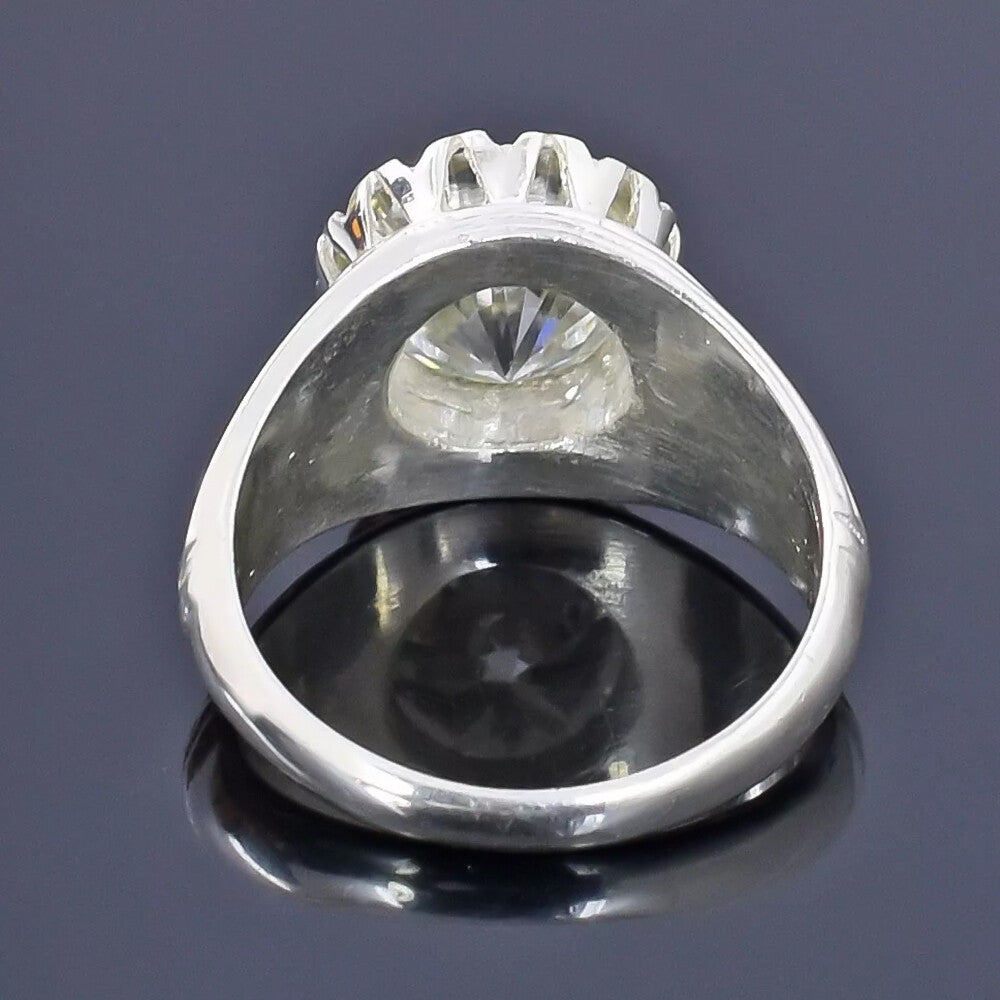 5.30 Ct Certified Round Cut White Moissanite Ring Gold Vermeil Sterling Silvers - View 4 - GEMHUB