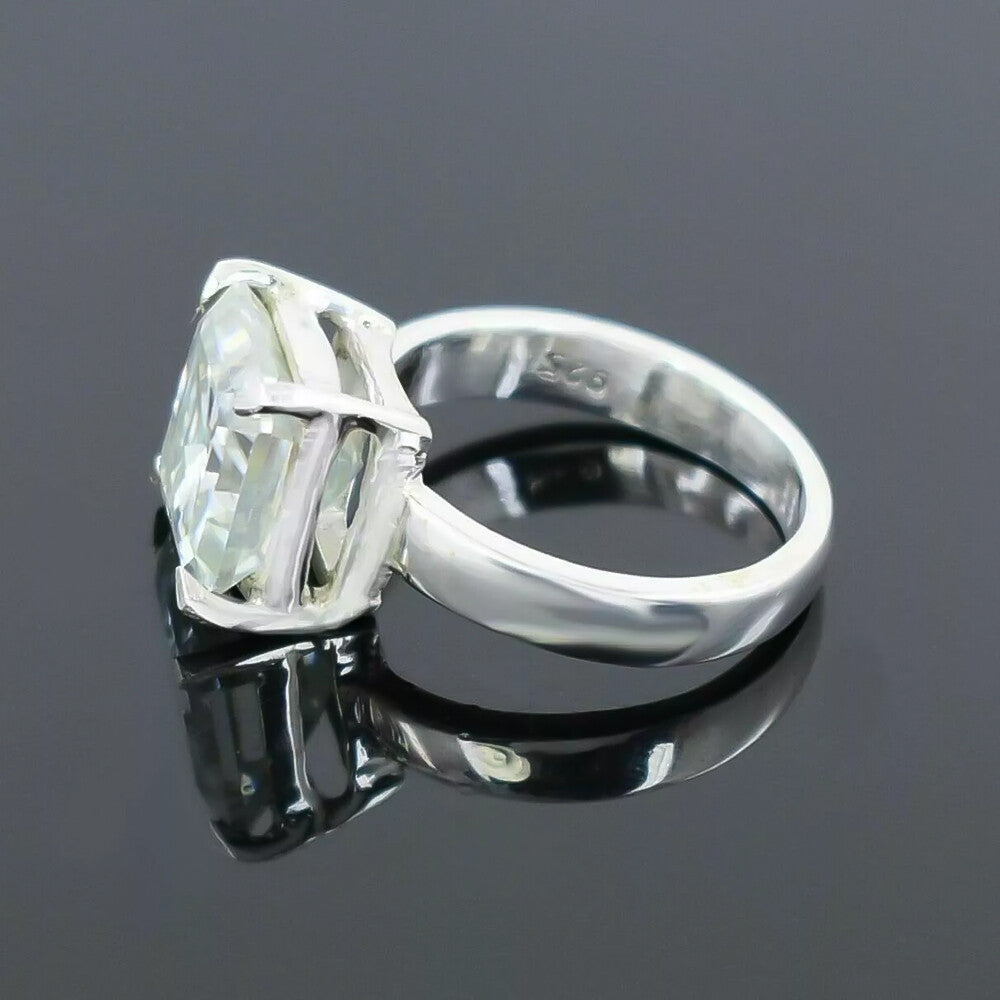 2.90 Ct Emerald Cut Certified White Moissanite Ring For Women 18K Gold Plated Verme 18K Gold Plated