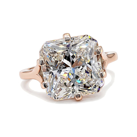 3.25 Ct Certified Radiant Cut White Solitaire Moissanite Ring 18K Gold Plated Verme 18K Gold Plated