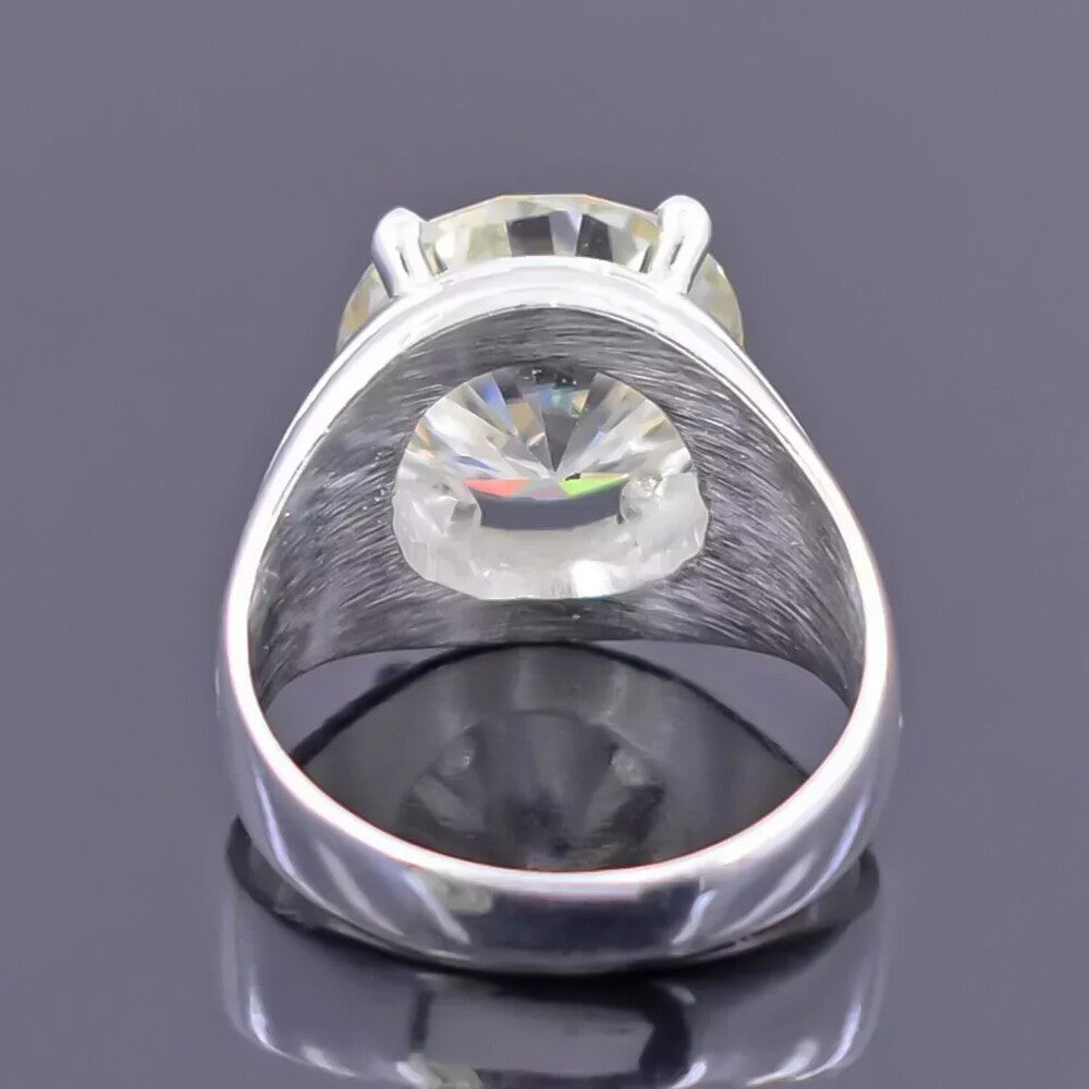 10.10 Ct Certified Round Cut White Moissanite Solitaire Ring In Gold Vermeil - View 4 - GEMHUB
