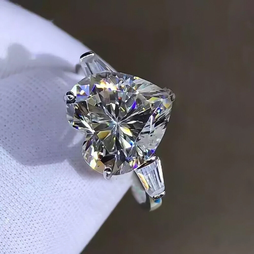 5.10 Ct Certified Heart Cut Solitaire White Soliatire Moissanite Ring 18K Gold Plat 18K Gold Plated