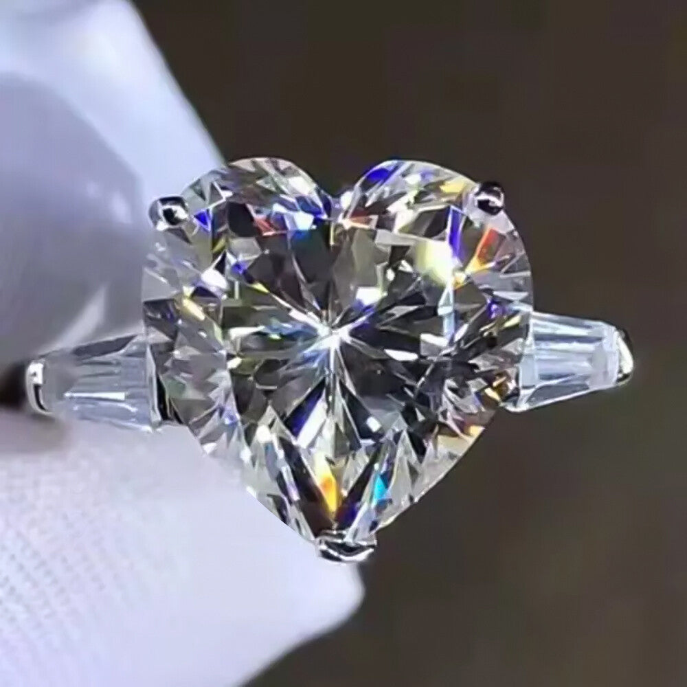 5.10 Ct Certified Heart Cut Solitaire White Soliatire Moissanite Ring 18K Gold Plat 18K Gold Plated