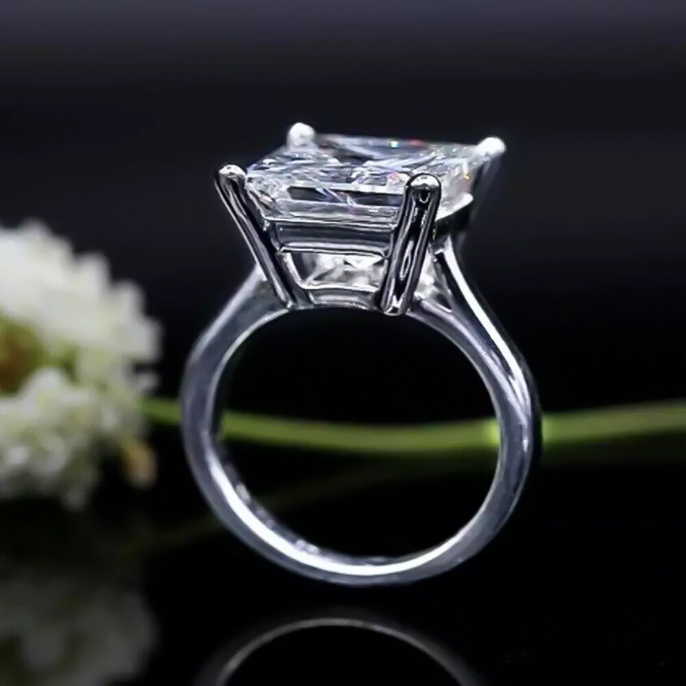 4.15ct DEW White Moissanite Princess Solitaire Ring