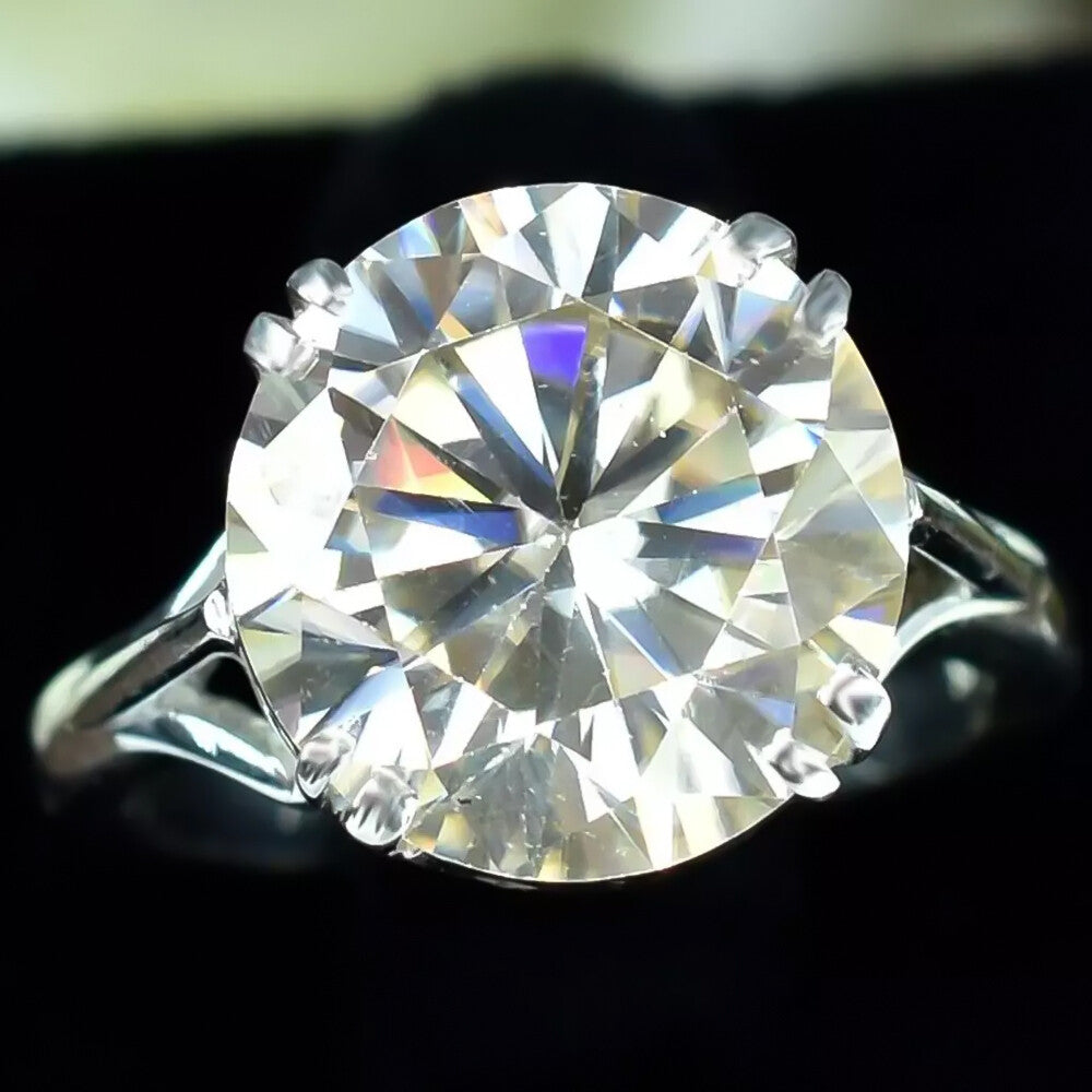 3.50 Ct Certified Round Cut White Moissanite Solitaire Ring In 18K Gold Plated Verm 18K Gold Plated