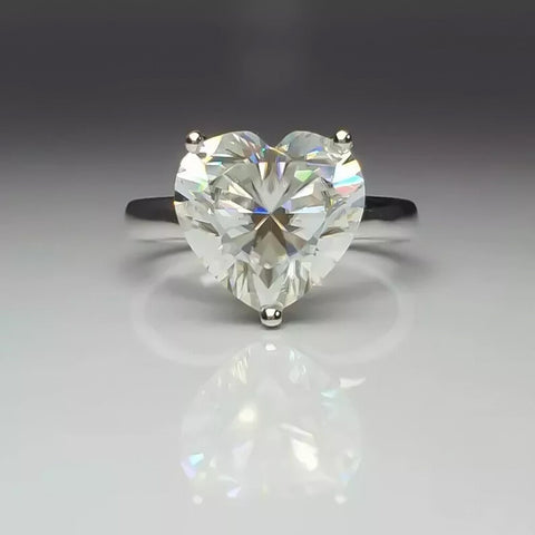 Certified 3.75 Ct Heart Cut White Moissanite Solitaire Ring In 18K Gold Plated Verm 18K Gold Plated