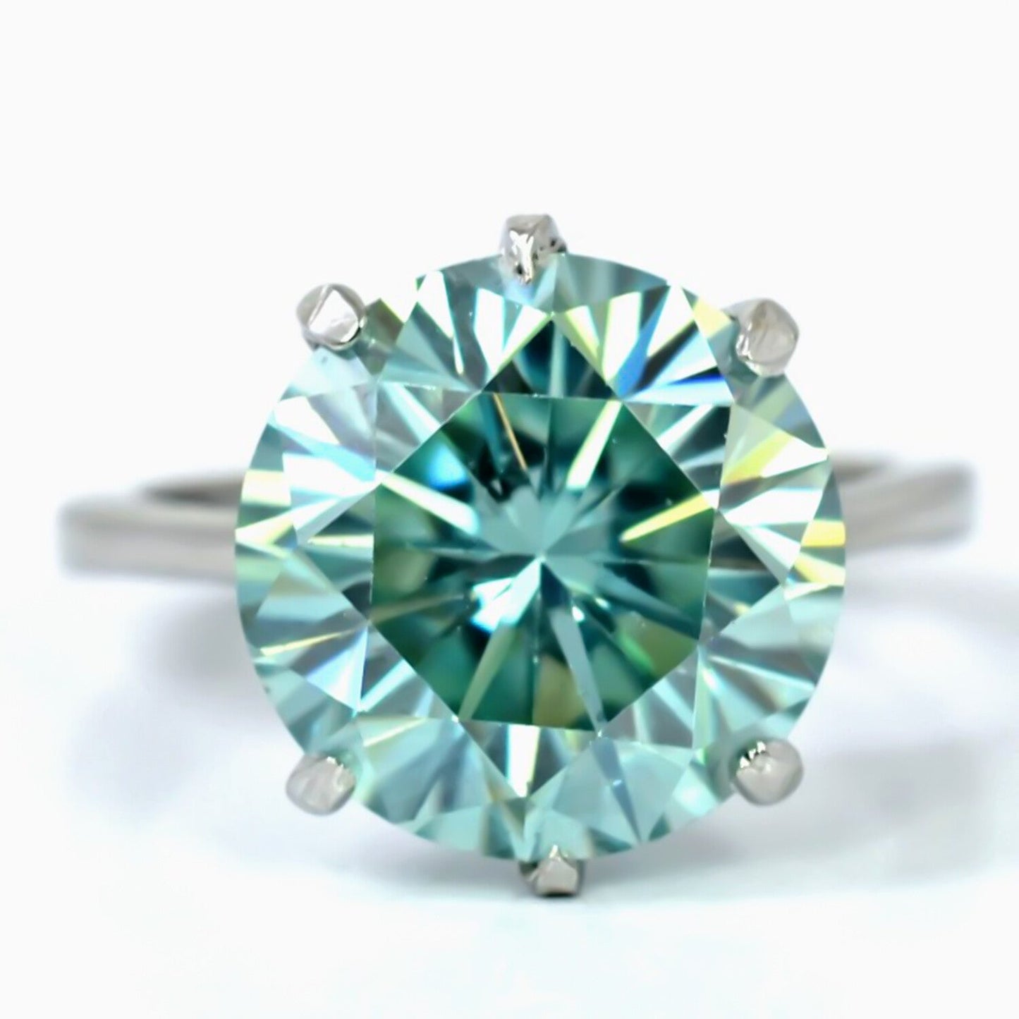 Certified 5.5ct Natural VS1 Blue Moissanite Ring for Anniversary Gift in 18K Gold P 18K Gold Plated