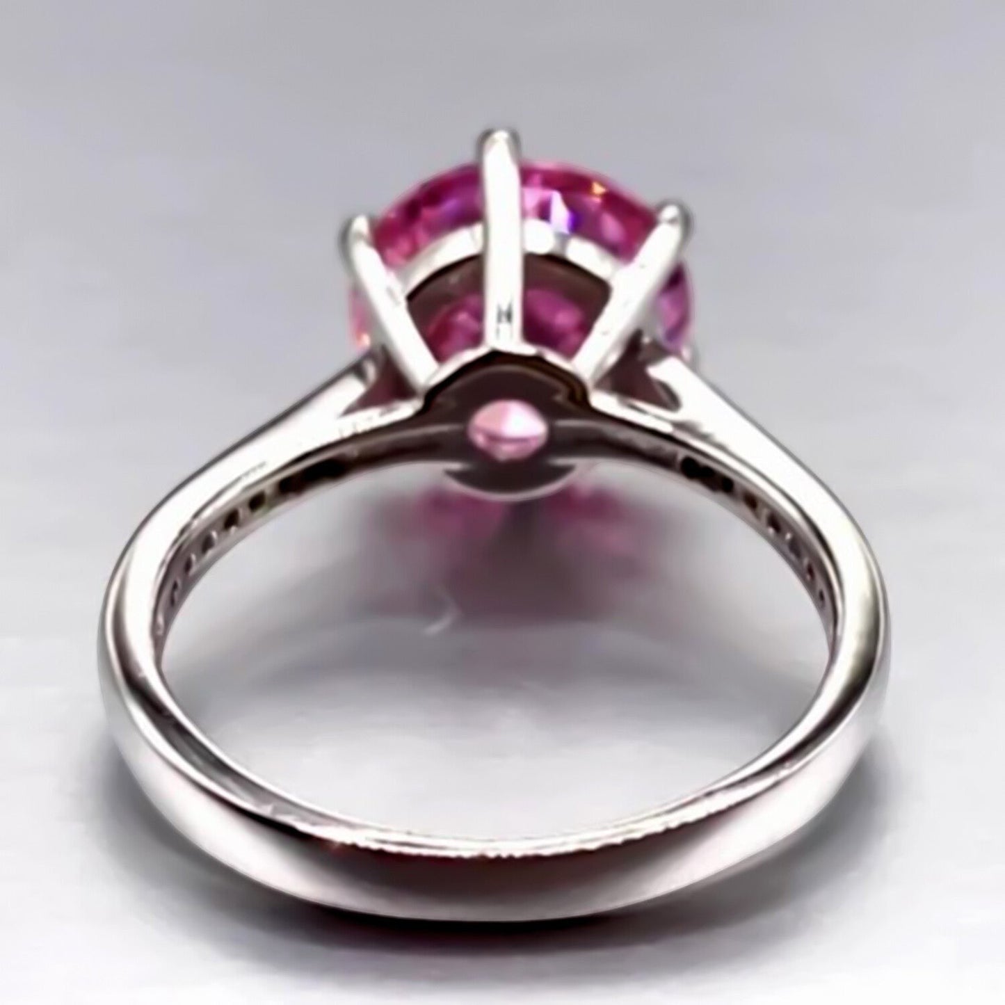 Certified 2.55ct Natural VVS1 Pink Moissanite Ring For Wife in Solid 18K Gold Plate 18K Gold Plated