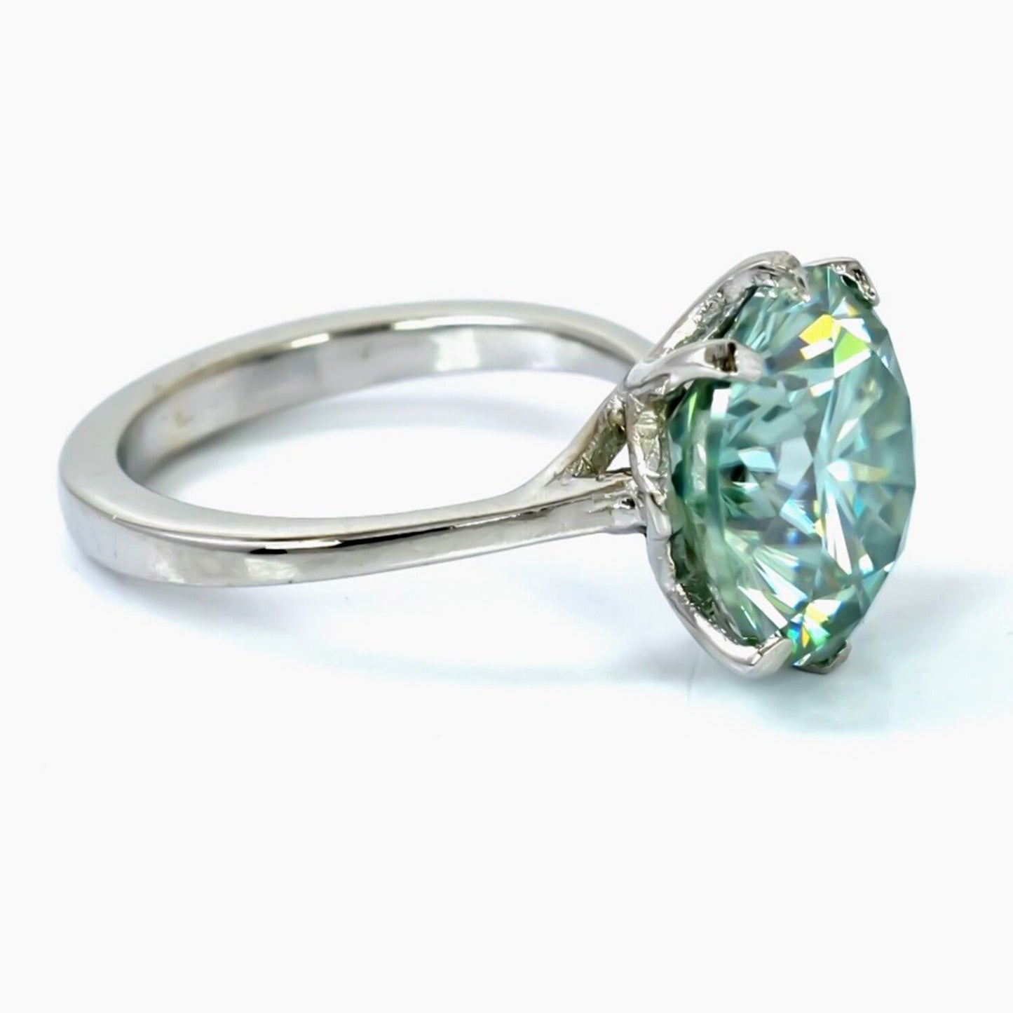 Certified 5.5ct Natural VS1 Blue Moissanite Ring for Anniversary Gift in 18K Gold P 18K Gold Plated