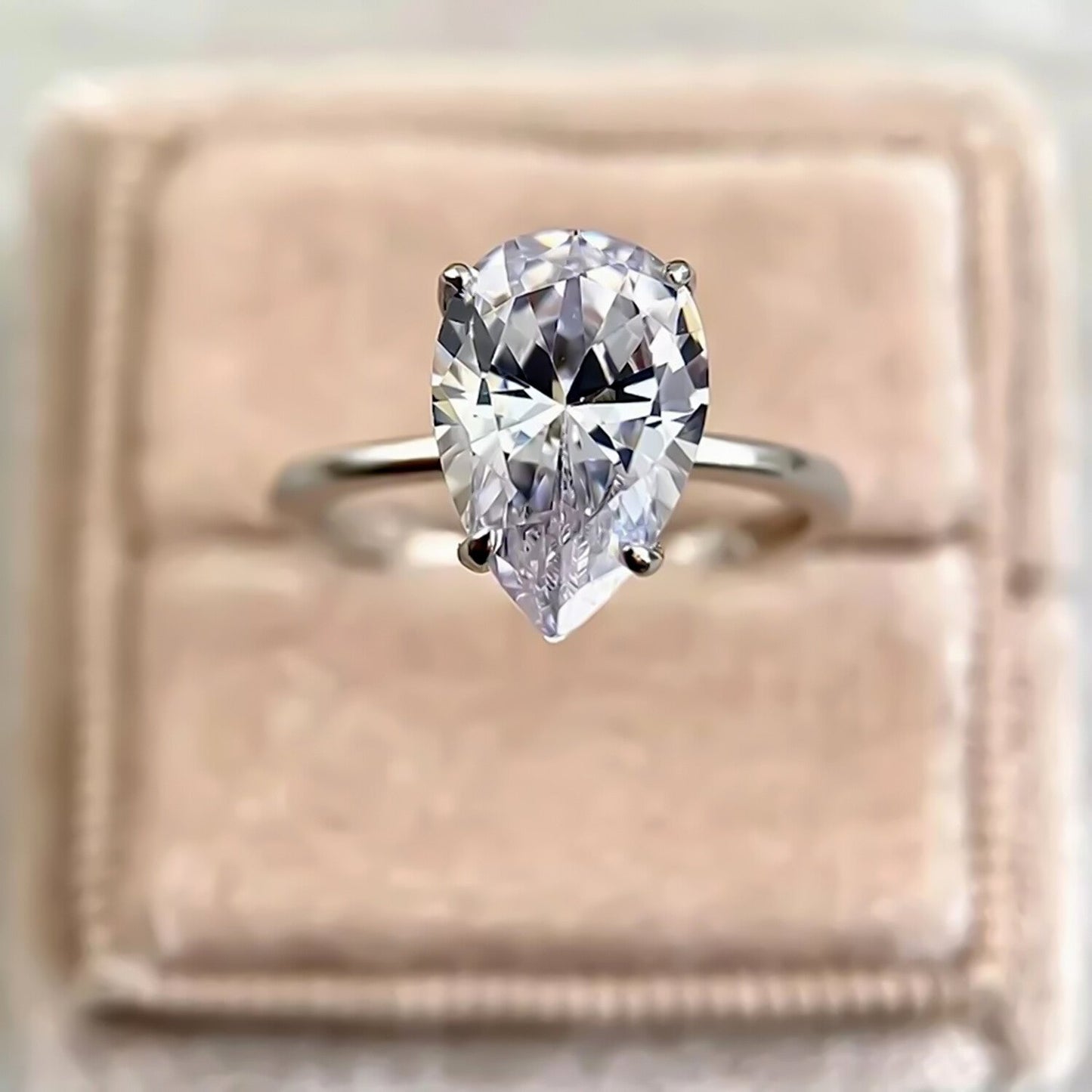 RARE 3.45ct Natural VS1 Pear Moissanite Ring For Women Certified 18K Gold Plated Ve 18K Gold Plated
