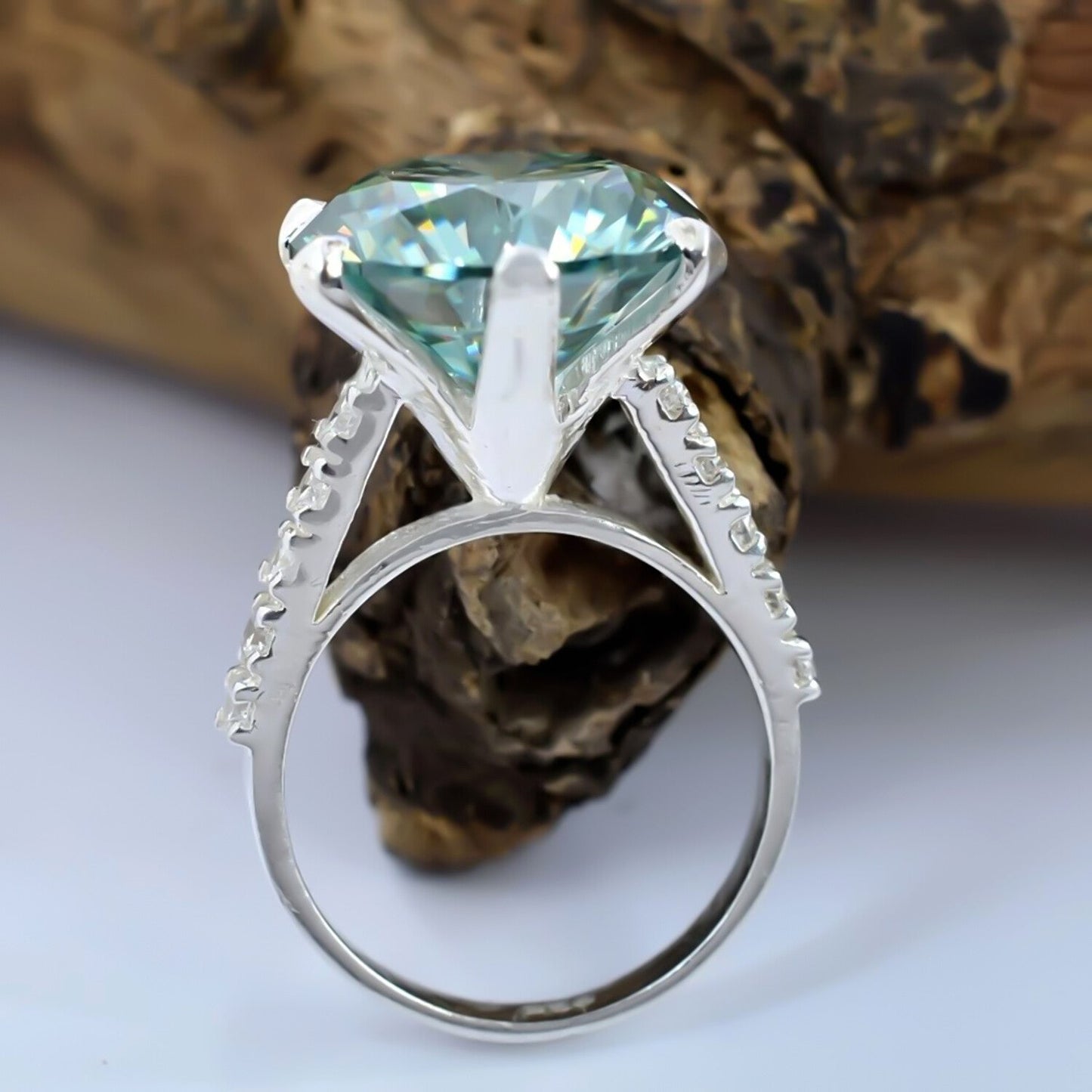 3.80ct Natural VS1 Blue Moissanite Ring Certified Birthday Gift 18K Gold Plated Ver 18K Gold Plated