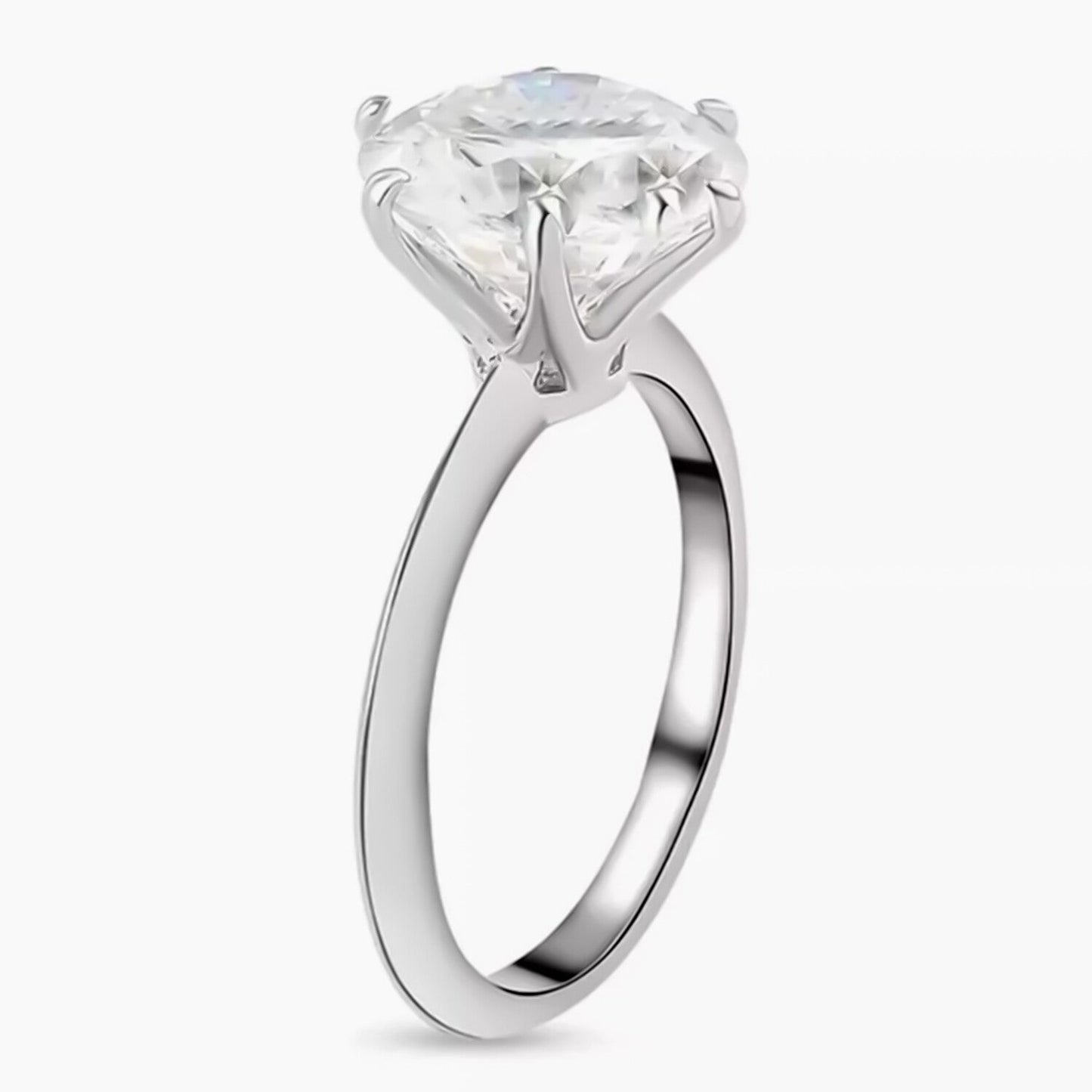 Certified Natural 3ct VS1 White Moissanite Engagement Solitaire Ring AAA 18K Gold P 18K Gold Plated