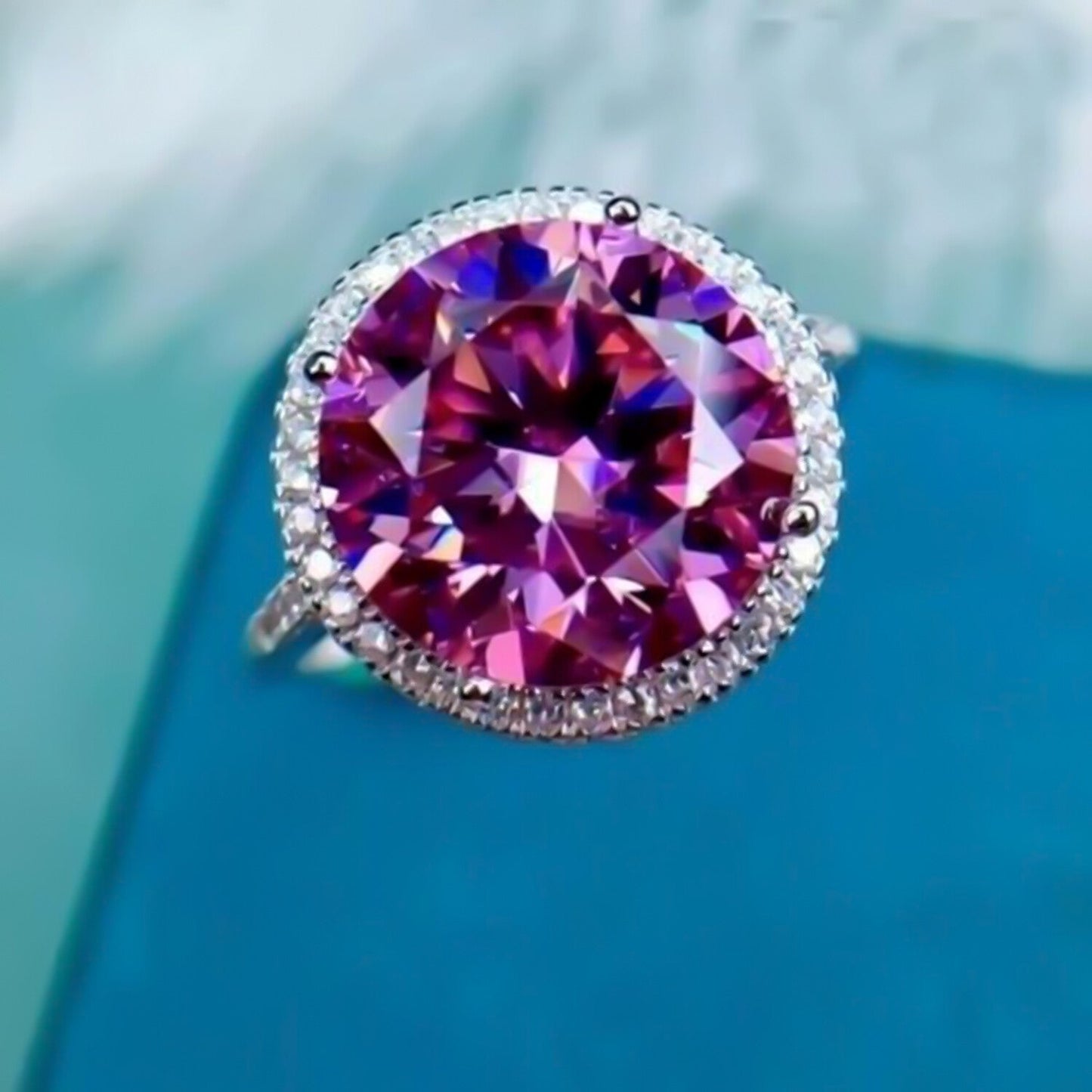 Certified Natural 4.50ct VVS1 Pink Moissanite Ring For Valentines Gift 18K Gold Pla 18K Gold Plated