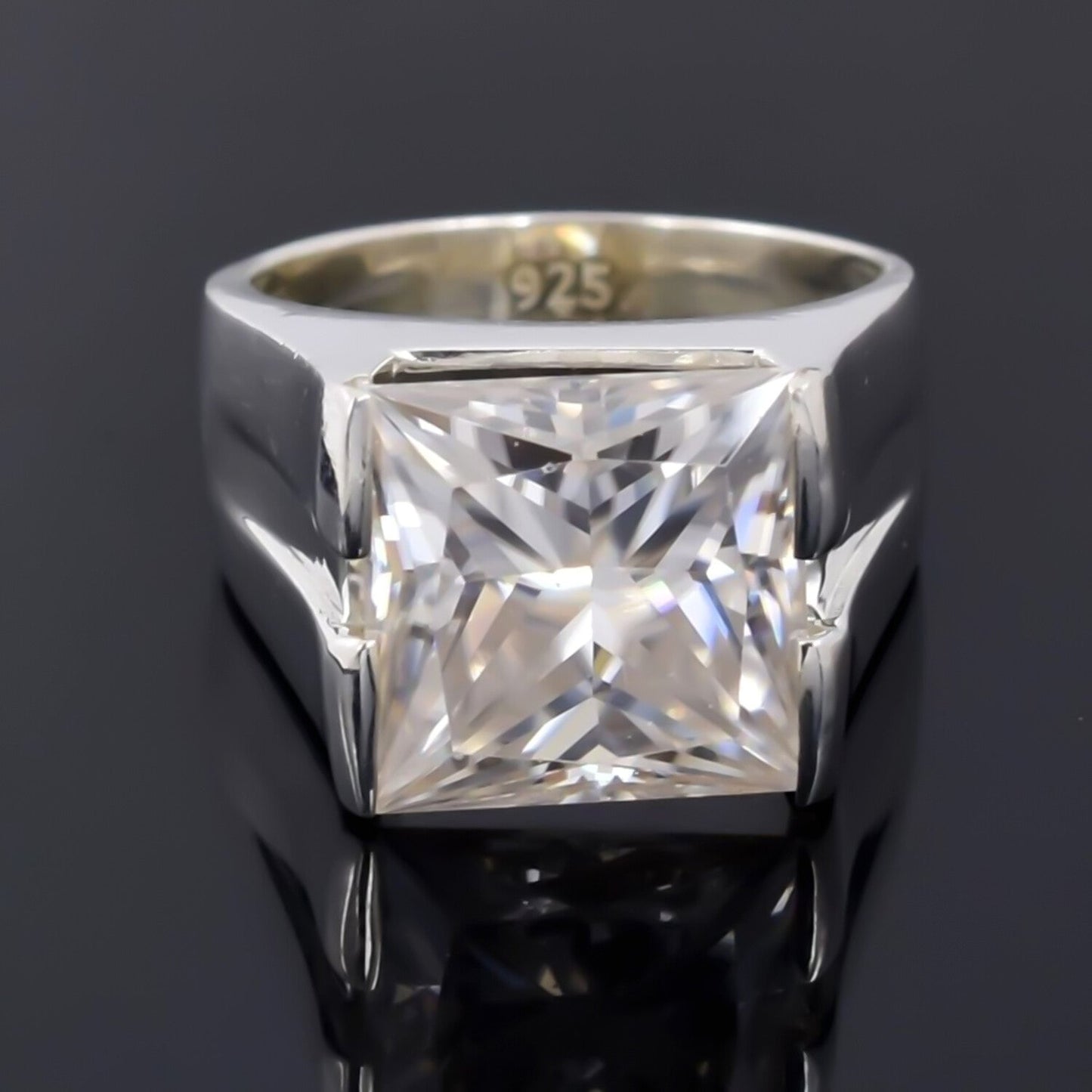 Certified Natural 5.40ct VS1 Princess White Moissanite Ring in 18K Gold Plated Verm 18K Gold Plated