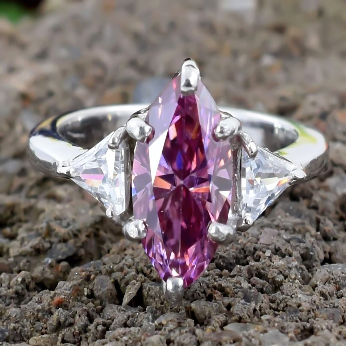2.7ct VVS1 Pink Moissanite Ring Certified Gift Idea For Her 18K Gold Plated