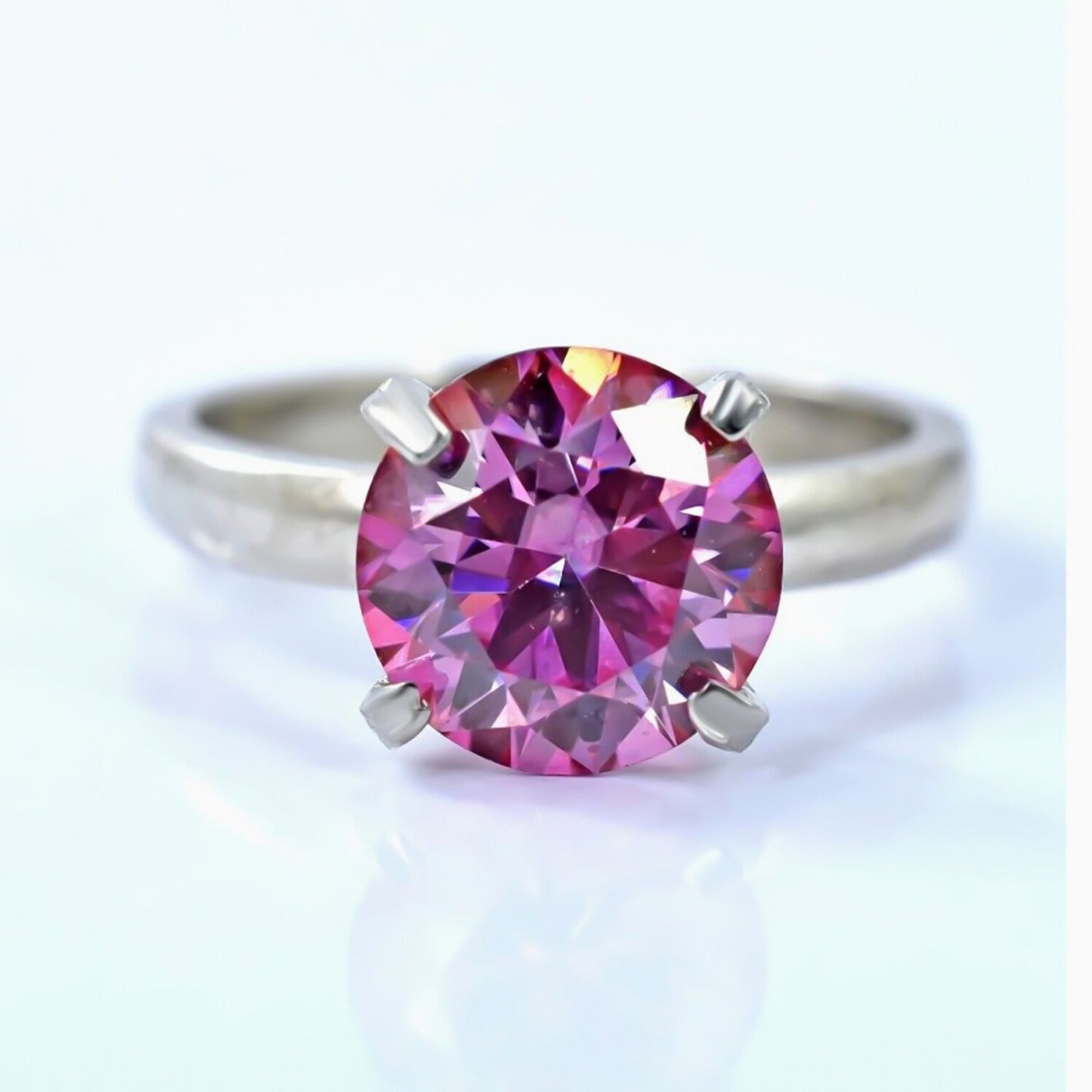 3.20ct VVS1 Pink Moissanite Ring Certified Gift For Women Love 18K Gold Plated Verm 18K Gold Plated