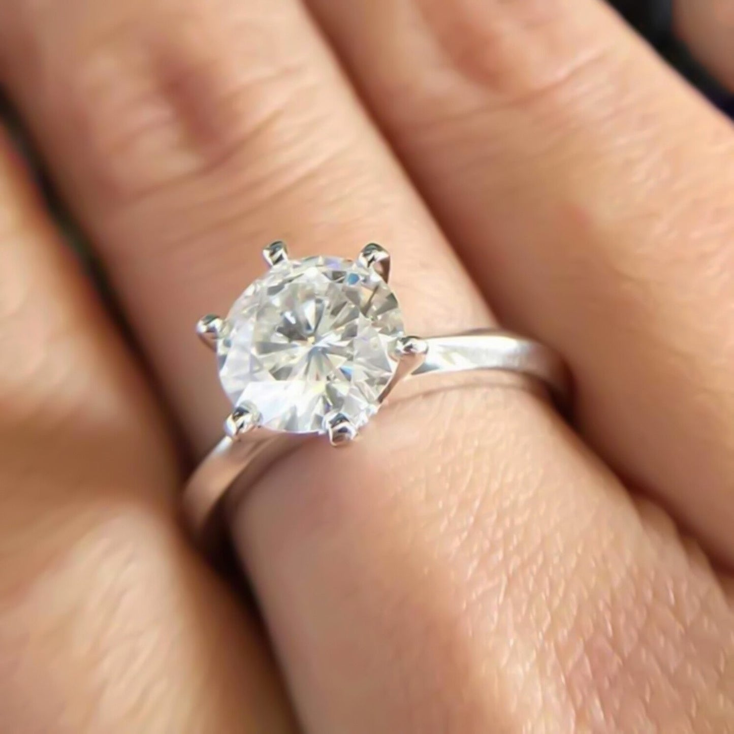 3.4ct Certified White Moissanite VS1 Ring For Anniversary Gift 18K Gold Plated Verm 18K Gold Plated