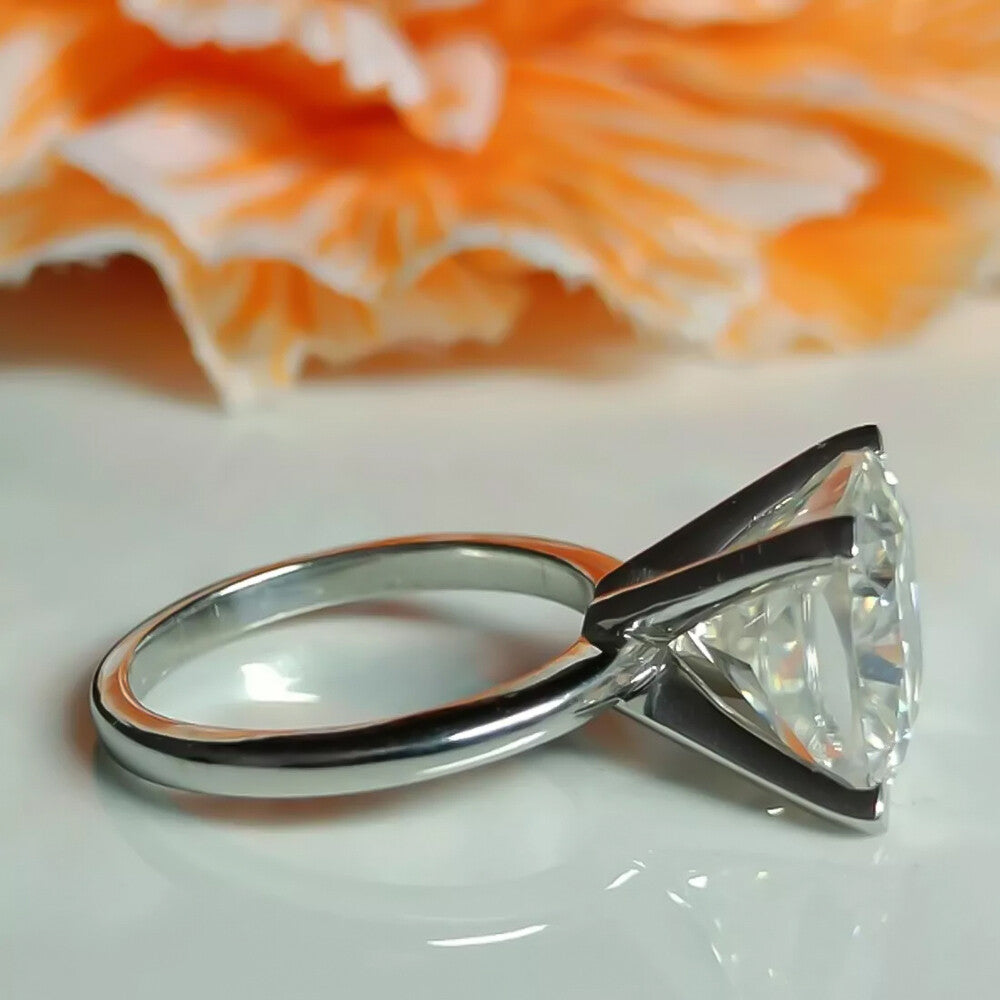 Certified 2.60Ct Cushion Cut White Moissanite Solitaire Ring 18K Gold Plated Vermei 18K Gold Plated