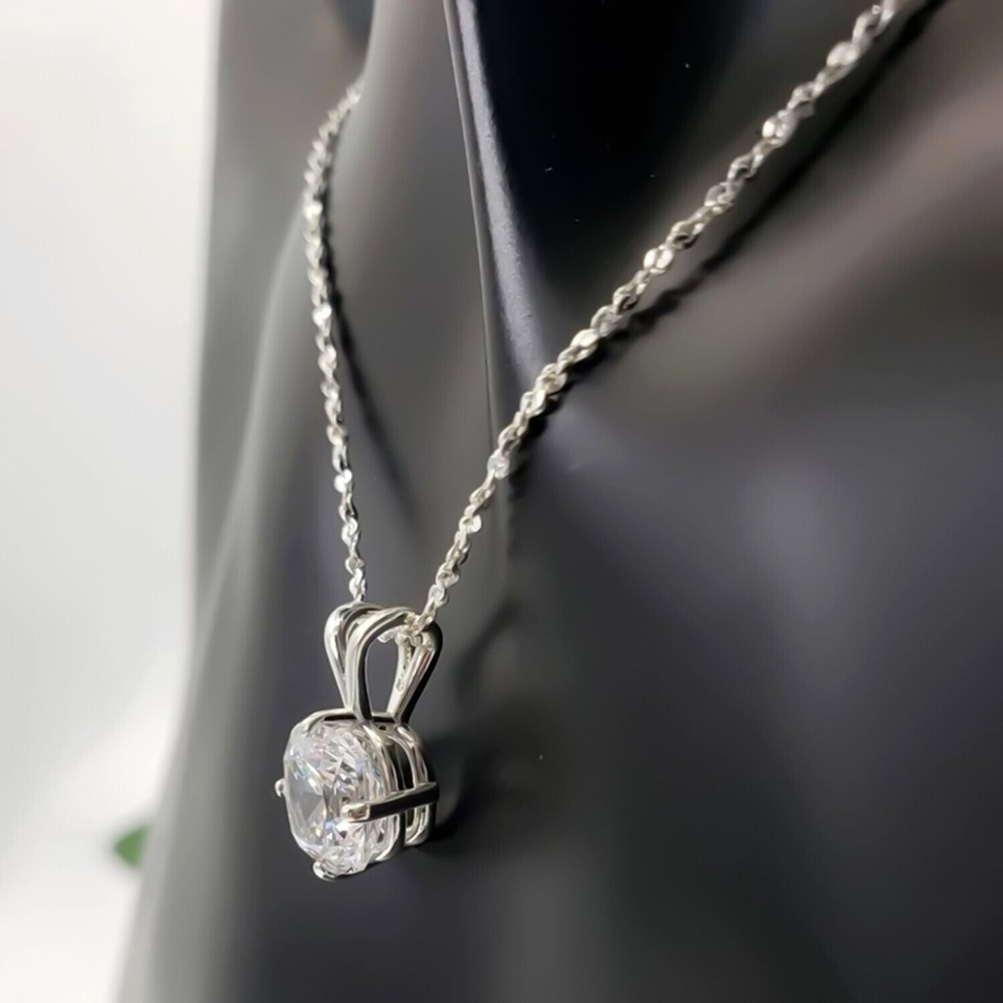 5.20 Ct Cushion Cut White Moissanite Solitaire Pendant Gold Vermeil Jewellery - View 2 - GEMHUB