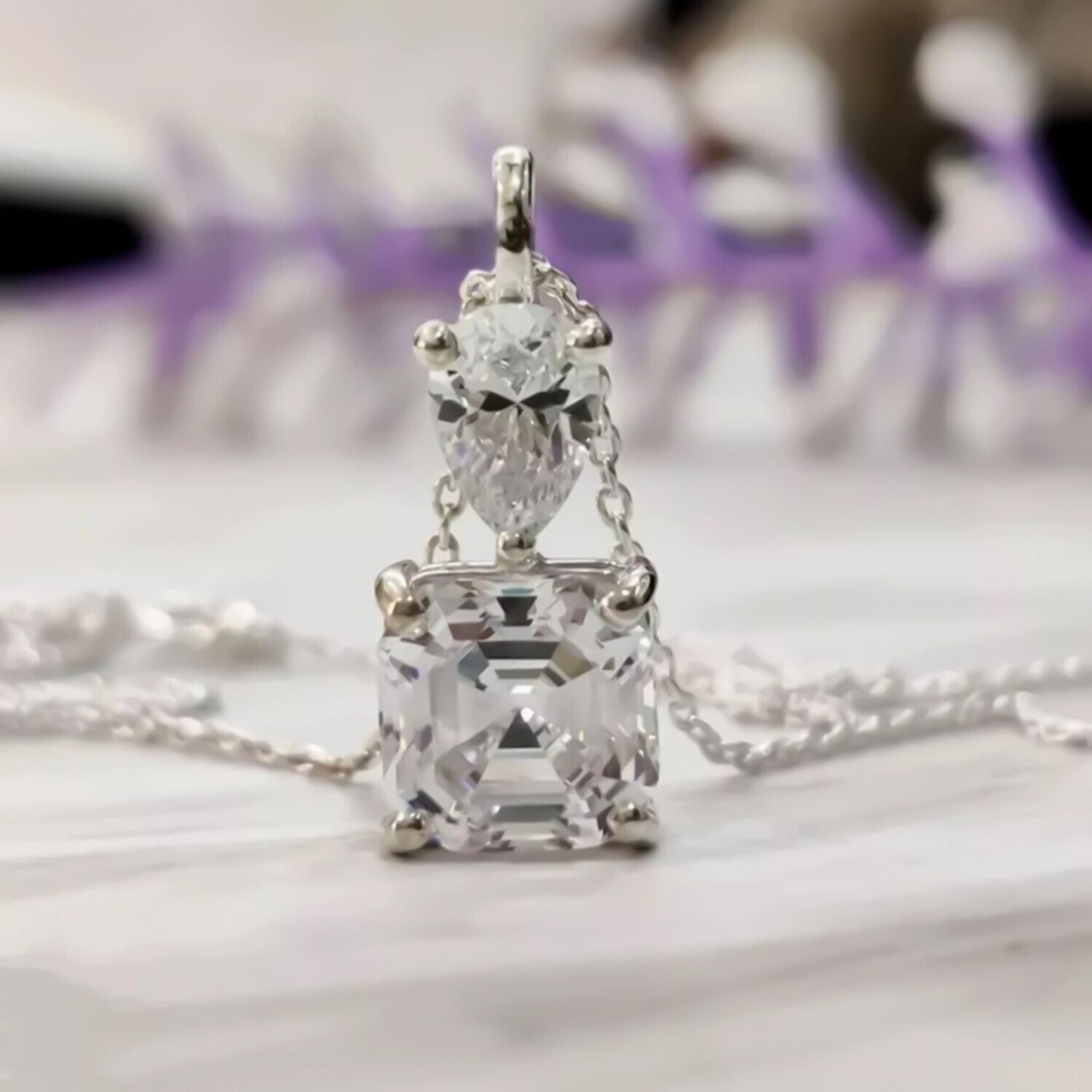 4.60 Ct Certified White Moisanite Solitaire Pendant Gold Vermeil Christmas Gift - GEMHUB