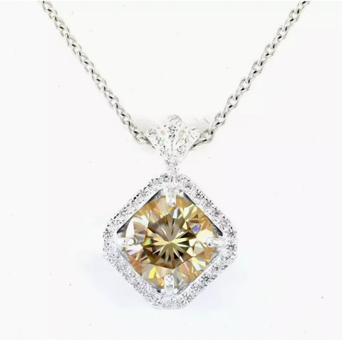 6.50 Ct Champagne Moissanite Pendant Gold Vermeil Gift for Women Black Friday - GEMHUB