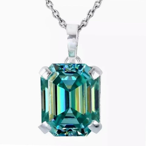 10 Ct Blue Moissanite Solitaire Pendant Gold Vermeil Certified Jewellery - GEMHUB