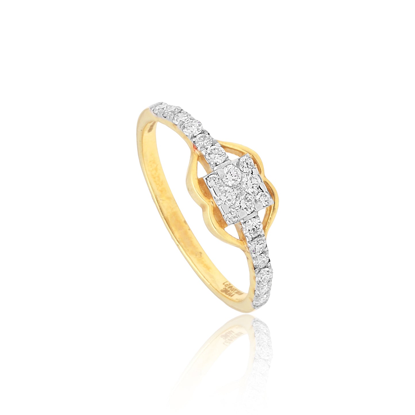 0.41 Ct. IGI Certified 18K Solid Yellow Gold Diamond Cluster Ring For Women - view 2