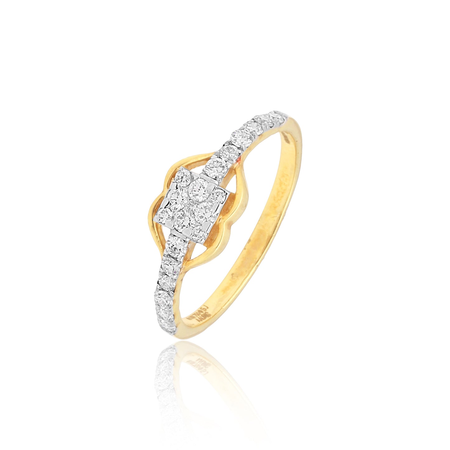0.41 Ct. IGI Certified 18K Solid Yellow Gold Diamond Cluster Ring For Women - view 3