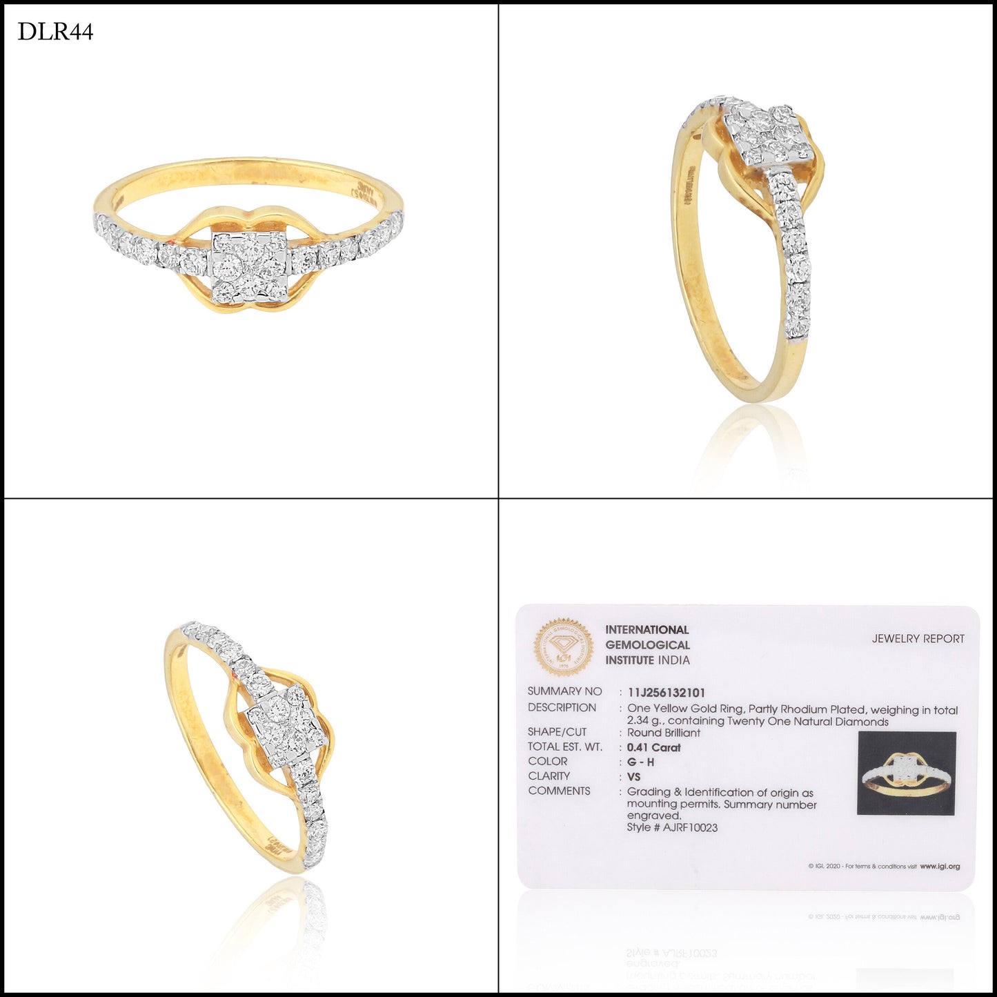 0.41 Ct. IGI Certified 18K Solid Yellow Gold Diamond Cluster Ring For Women - view 8