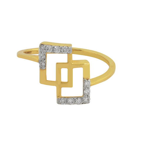 0.15 Ct. IGI Certified 18k Yellow Gold Diamond Geometric Ring Designer Jewellery