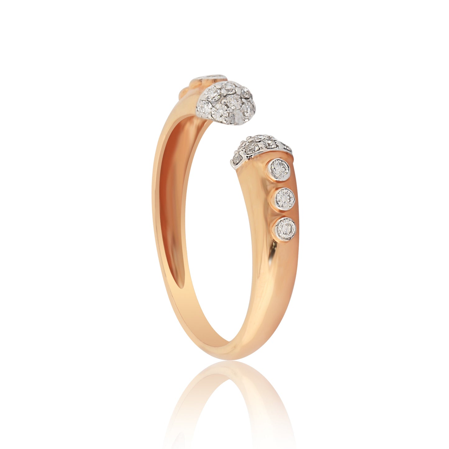 0.21 Ct. IGI Certified 18K Rose Gold Open Bypass GH VS Diamond Band Ring - view 5