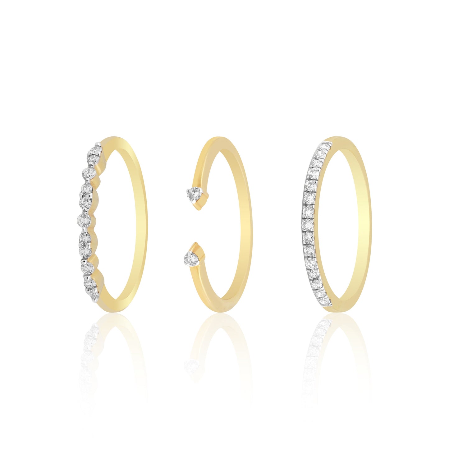 0.35 Ct. IGI Certified Natural Diamond 18k Yellow Gold Stackable Ring Set of 3 - view 6