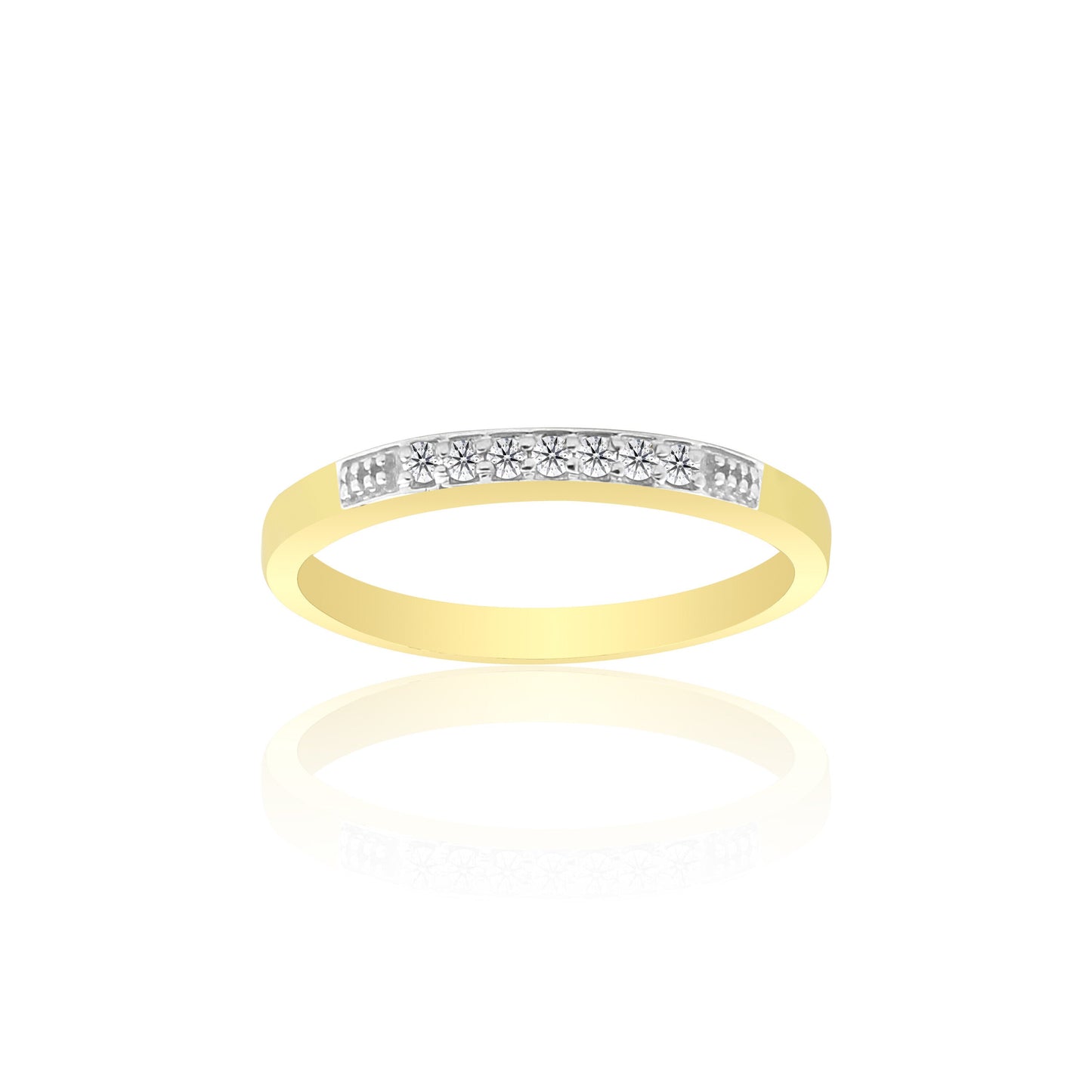 0.08 Ct. IGI Certified Natural Diamond 18k Solid Yellow Gold Bar Band Ring - view 4