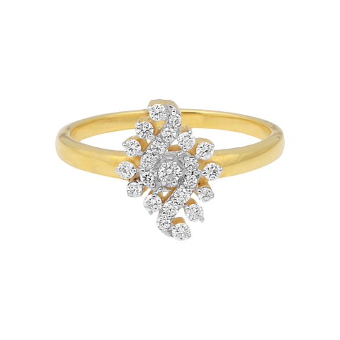 0.27 Ct. IGI Certified Natural Diamond 18k Yellow Gold Floral Cluster Ring