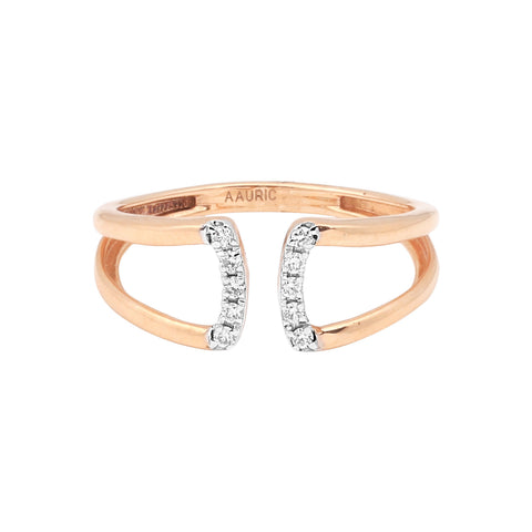 0.08 Ct. IGI Certified Natural Diamond 18k Rose Gold Cuff Ring For Women