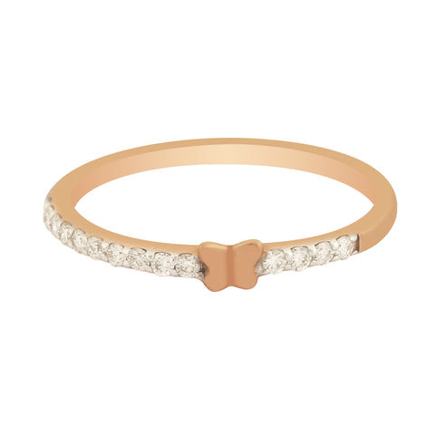 0.41 Ct. IGI Certified Natural Diamond 18k Rose Gold Butterfly Ring For Gift