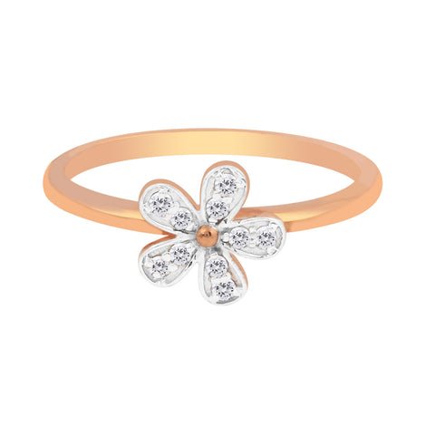 0.09 Ct. IGI Certified Natural Diamond 18k Solid Rose Gold Flower Ring