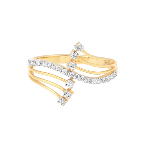 0.23 Ct. IGI Natural Diamond Wave Design Ring in 18K Yellow Gold for Women Gift