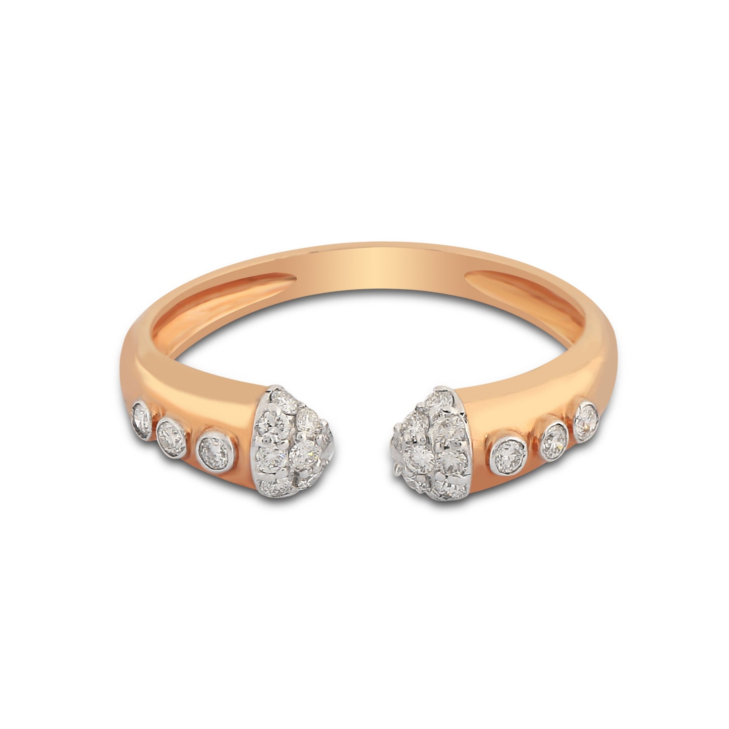 0.21 Ct. IGI Certified 18K Rose Gold Open Bypass GH VS Diamond Band Ring - view 3