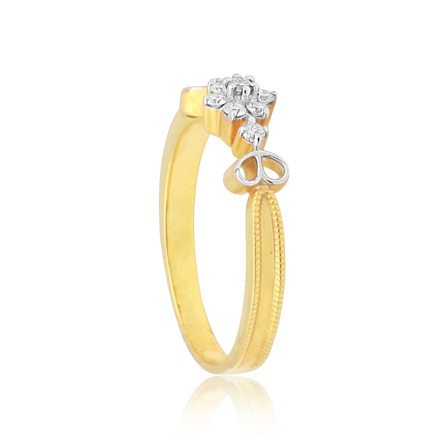 0.10 Ct. IGI Certified Delicate Diamond Flower Ring 18K Yellow Gold Fine Jewellery - view 6