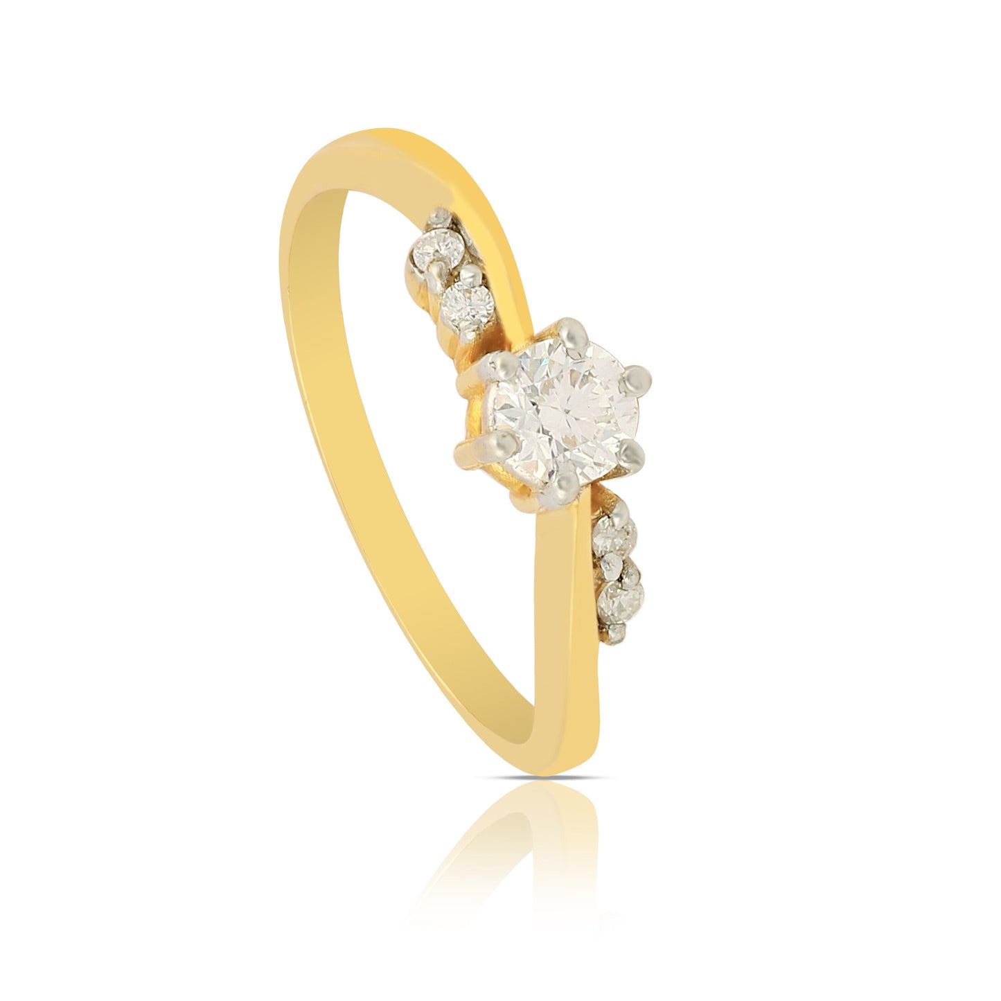 0.40 Ct. IGI Certified 18K Yellow Gold GH VS Diamond Twist Engagement Ring - view 2
