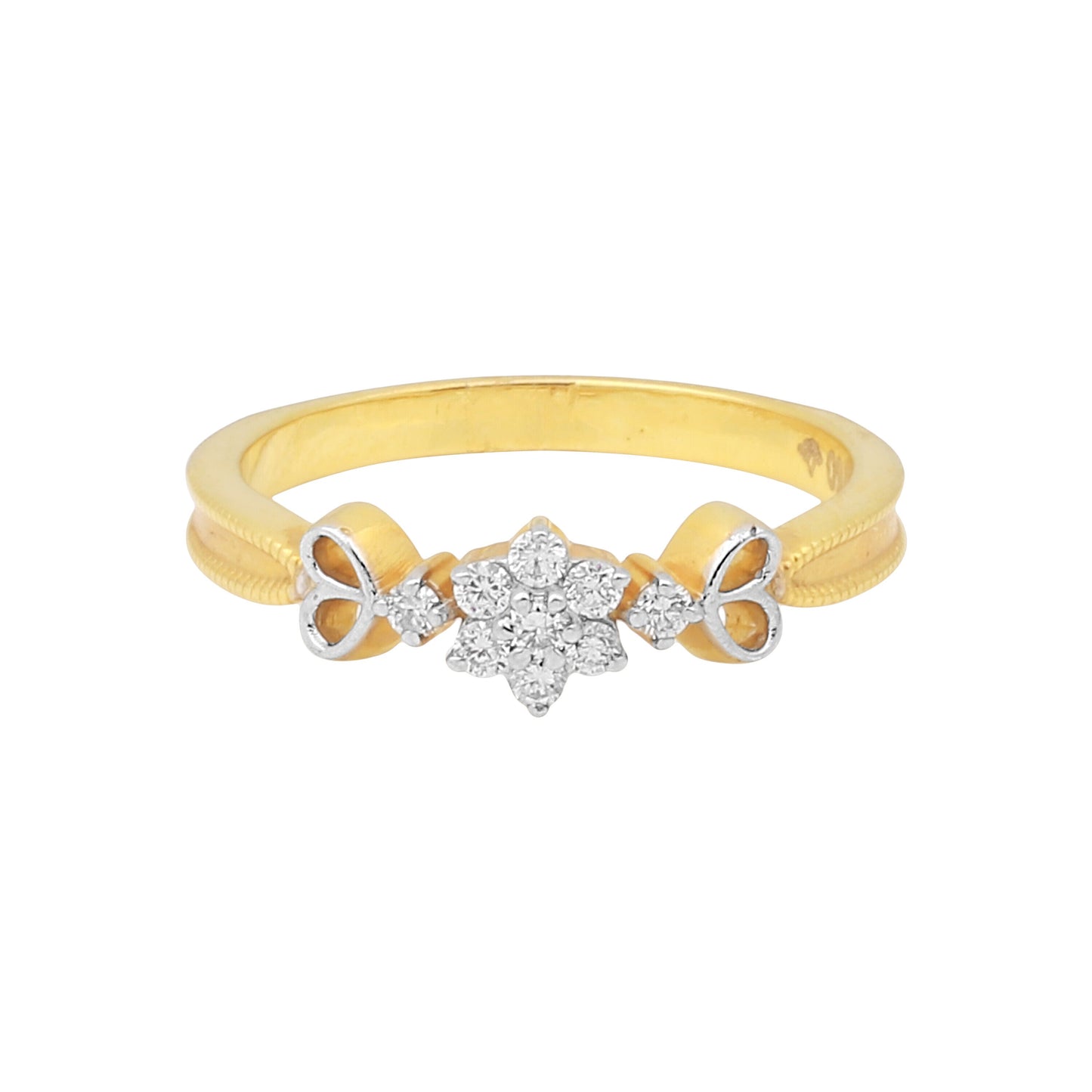 0.10 Ct. IGI Certified Delicate Diamond Flower Ring 18K Yellow Gold Fine Jewellery