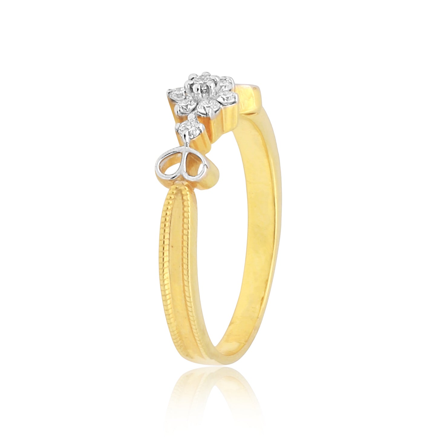 0.10 Ct. IGI Certified Delicate Diamond Flower Ring 18K Yellow Gold Fine Jewellery - view 5