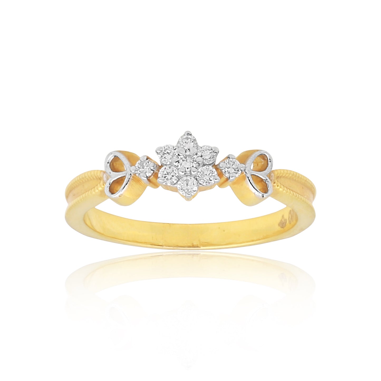0.10 Ct. IGI Certified Delicate Diamond Flower Ring 18K Yellow Gold Fine Jewellery - view 3