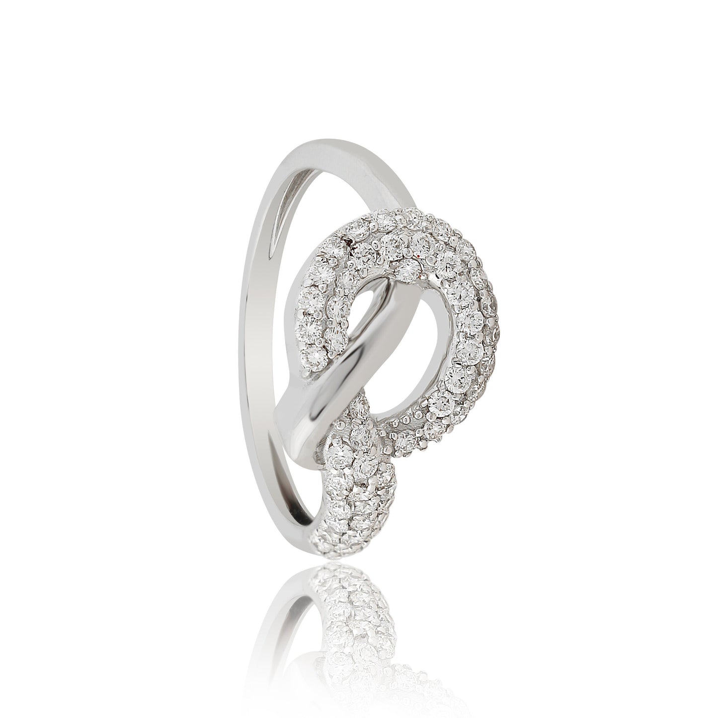 0.50 Ct. IGI Cert 18k White Gold Diamond Legacy Knot Ring - Love & Unity Symbol - view 2