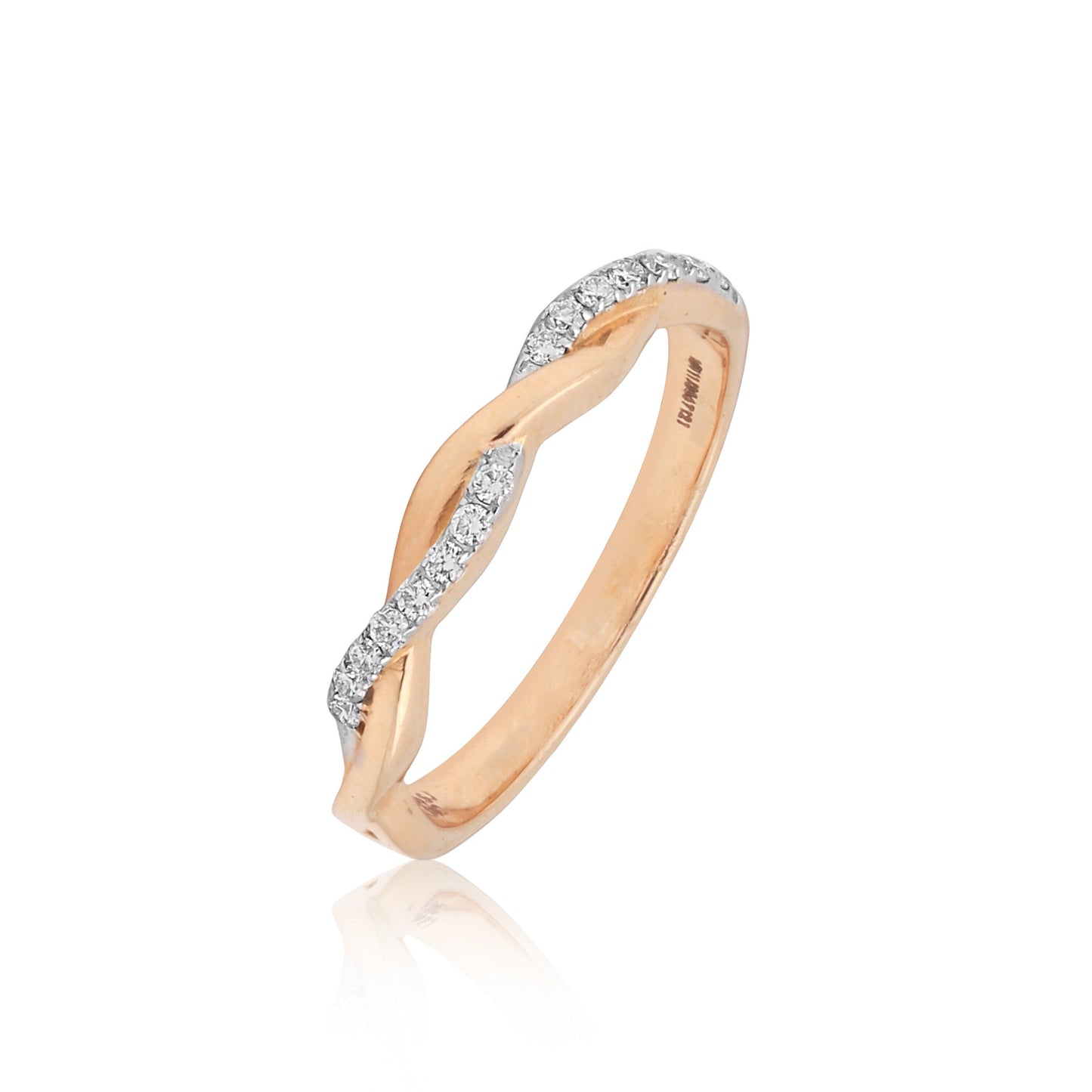 0.09 Ct. IGI Certified 18k Yellow Gold Diamond Twist Ring Wedding Eternity Band - view 4