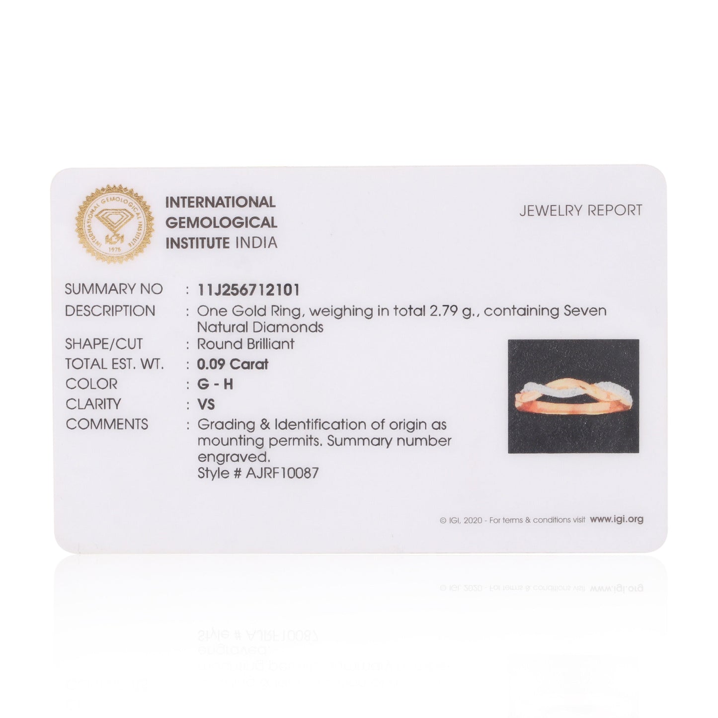 0.09 Ct. IGI Certified 18k Yellow Gold Diamond Twist Ring Wedding Eternity Band - view 8