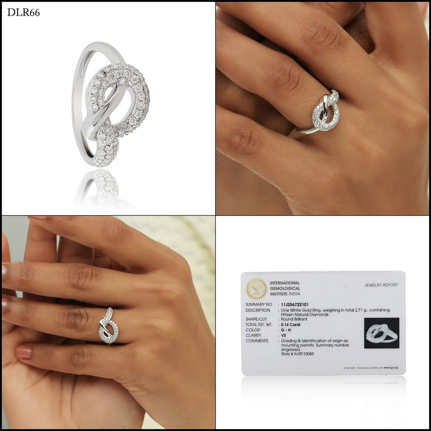0.50 Ct. IGI Cert 18k White Gold Diamond Legacy Knot Ring - Love & Unity Symbol - view 7
