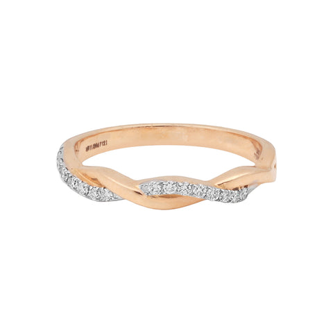 0.09 Ct. IGI Certified 18k Yellow Gold Diamond Twist Ring Wedding Eternity Band