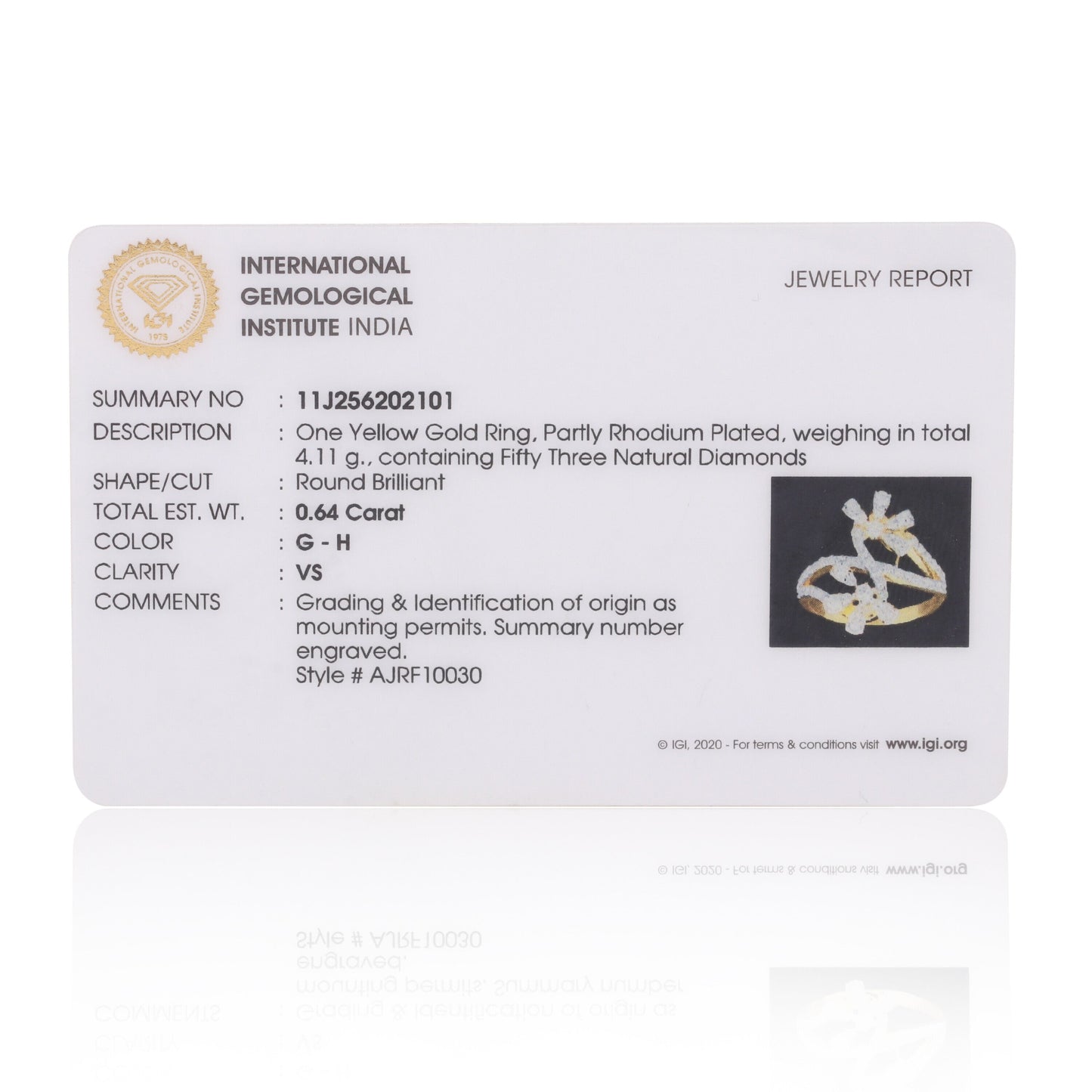 0.64 Ct. IGI Natural Diamond Floral Design Ring in 18K Yellow Gold for Women - view 5