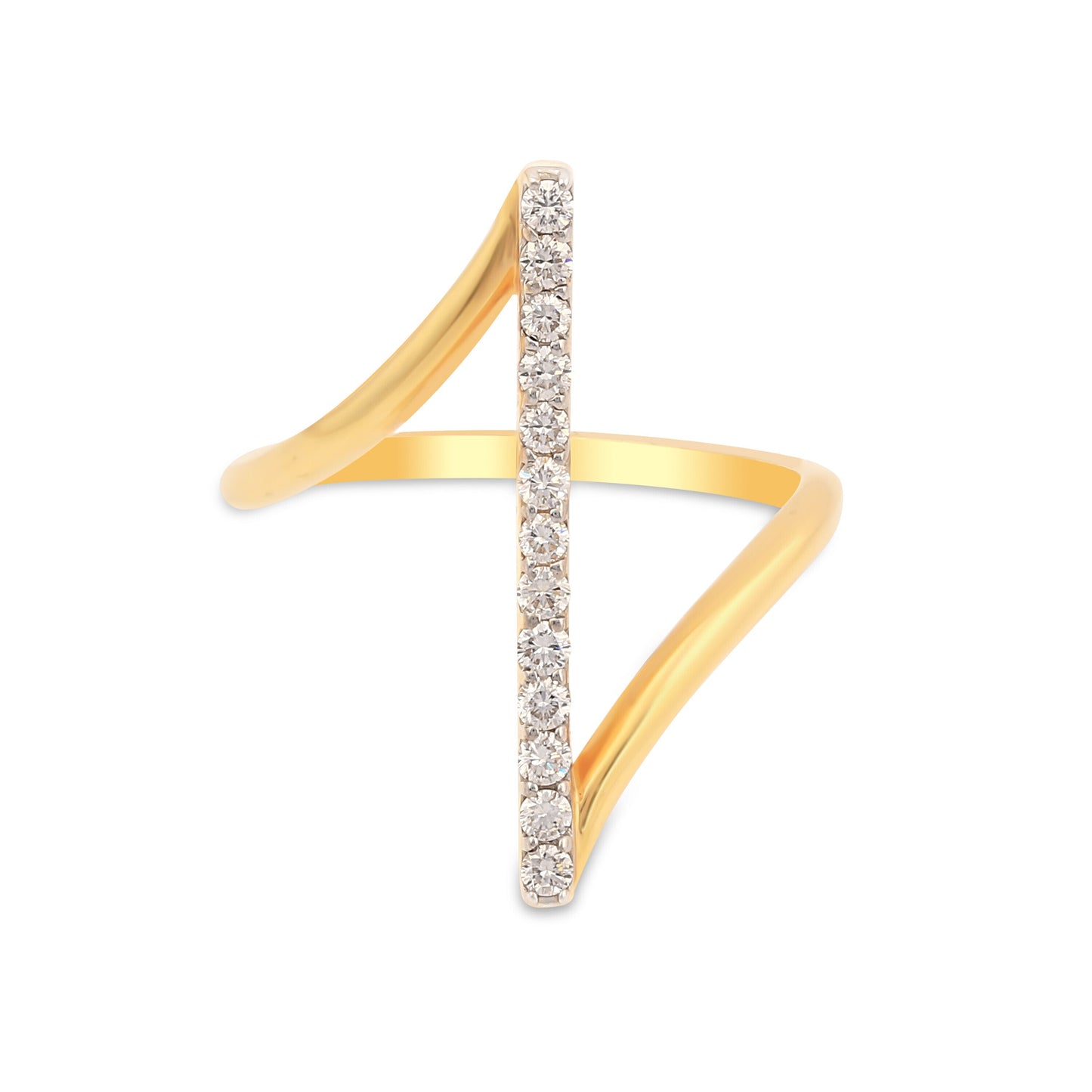 0.22 Ct. IGI Certified Natural Diamond 18k Yellow Gold Bar Ring For Women Gift - view 2